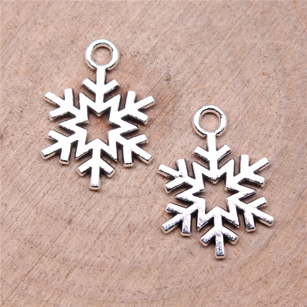 Vintage Fashion Stores - 40개 19x14mm(0.75x0.55인치) 앤틱 실버 컬러 눈송이