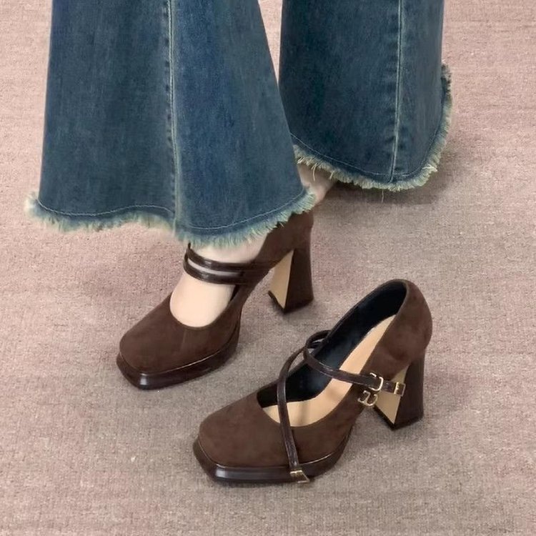 빈티지 두꺼운 굽 여성 메리제인 슈즈 연회 파티 버클  - Vintage Fashion Online 리뷰 및 가격