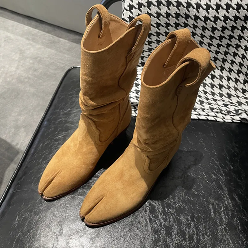 패션 빈티지 부츠 스플릿 토우즈 한국식 청키 힐 웨스턴 - Vintage Fashion Online 리뷰 및 가격