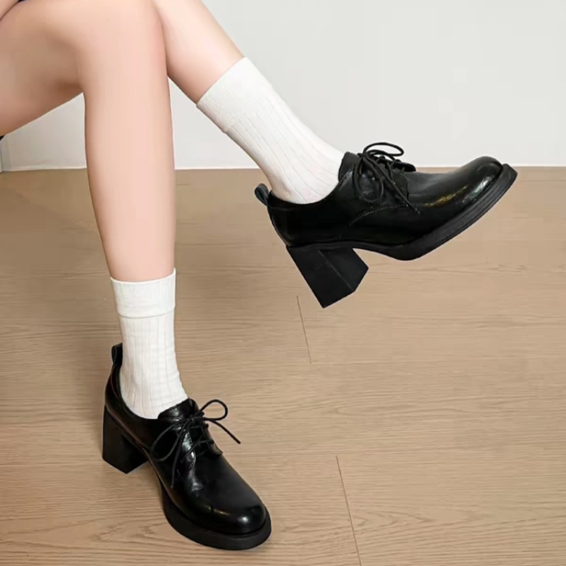 여성용 사각 앞코 레이스업 옥스퍼드 슈즈, 인조 가죽  - Vintage Fashion Dresses 리뷰 및 가격