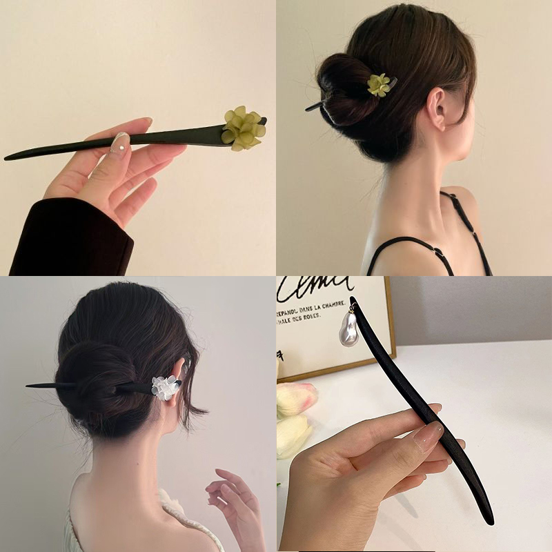 빈티지 중국 스타일 나무 꽃 머리 스틱 여성을위한 진주 - Vintage Fashion Online 리뷰 및 가격