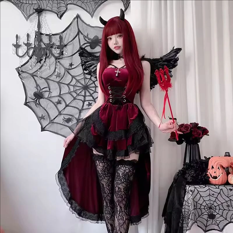 Y2K 스타일의 고딕 빅토리아풍 뱀파이어 신부 드레스, - Vintage Fashion Dresses 리뷰 및 가격