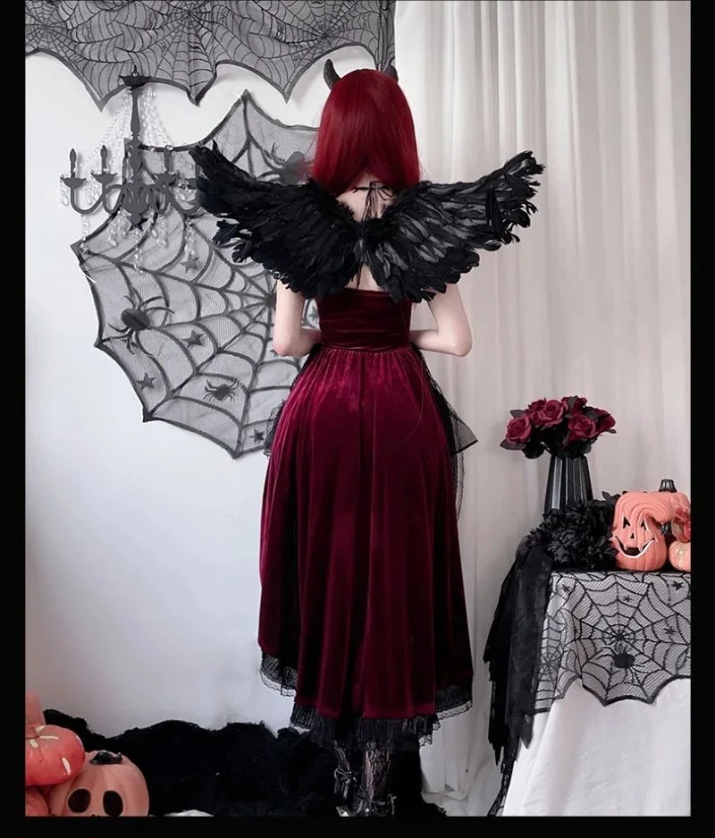 Y2K 스타일의 고딕 빅토리아풍 뱀파이어 신부 드레스, - Vintage Fashion Dresses 리뷰 및 가격
