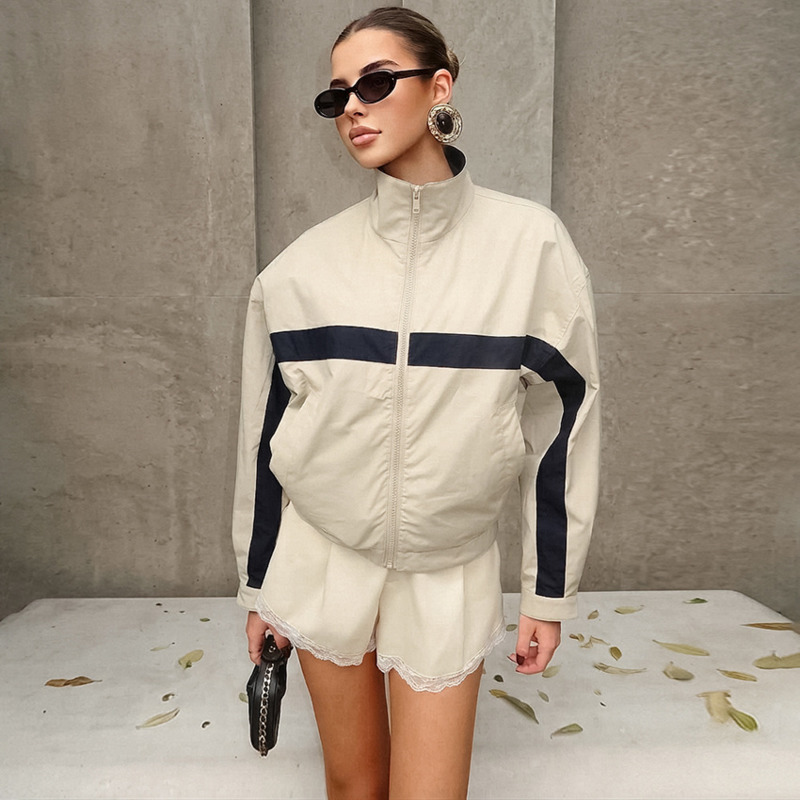 여성 컬러 블록 윈드 브레이커 자켓 스탠드 칼라 지퍼  - Vintage Windbreaker Nylon 리뷰 및 가격